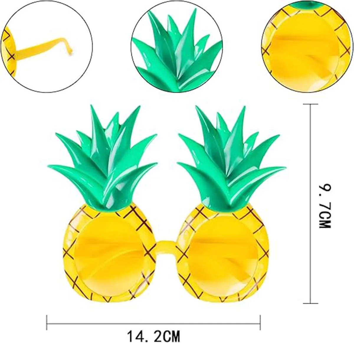 Tropikal Hawaii Ananas Şekilli Parti Gözlüğü 9.5 x 14 cm görsel 5