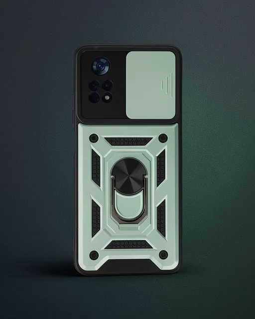 Xiaomi Poco X4 Pro 5g Kılıf Pars Lens Yüzüklü Silikon - Yeşil