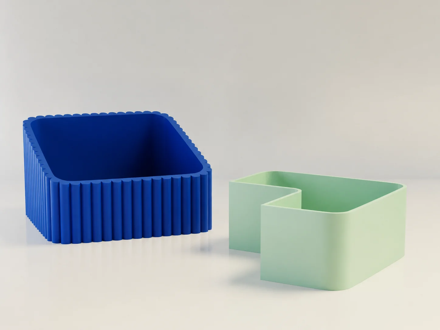 3D Baskı Fıstık Kasesi - Çift Hazneli Kabuk Ayırıcı Sunum Kasesi - Mavi Mint görsel 2