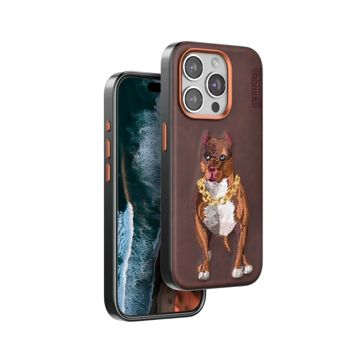 Venco Apple İphone 15 Pro Perma Desenli Kapak - Kahverengi görsel 2