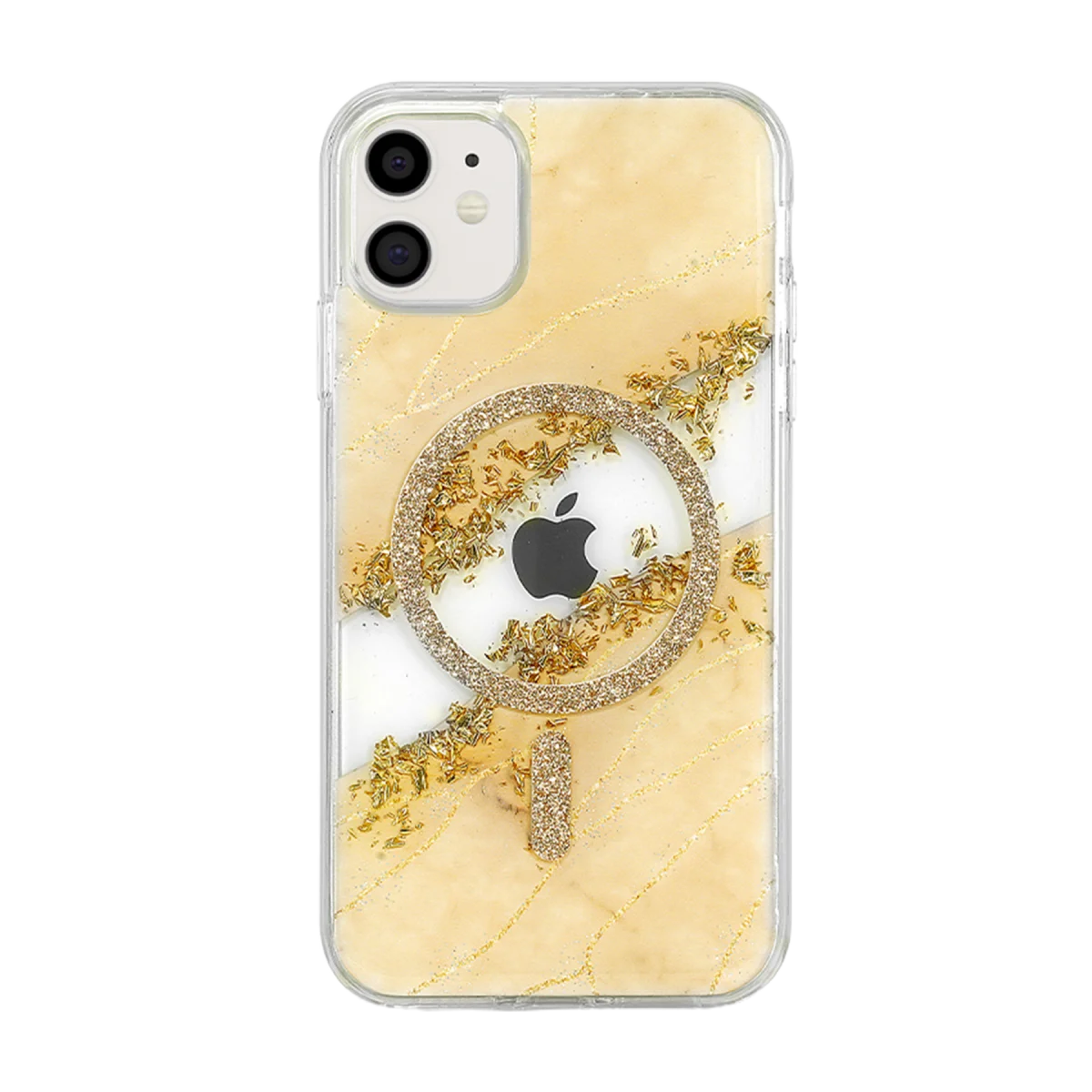 Onegif Apple iPhone 11 Lotus Simli Magsafe Kapak - Gümüş görsel 3