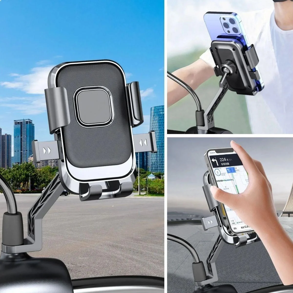Motor,Motosiklet,Bisiklet,Scooter İçin 360 Derece Dönebilen Dikiz Aynası Versiyonu Telefon Tutucu Aparat