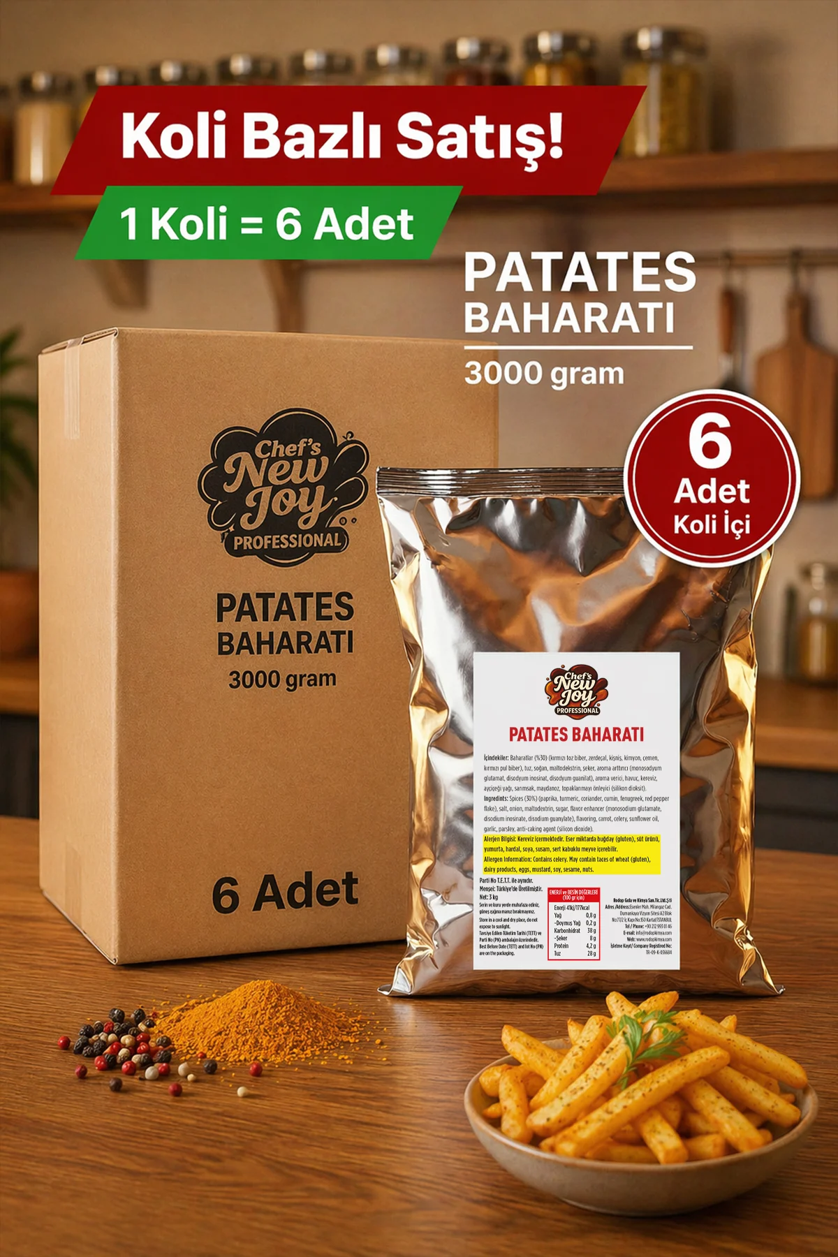 Patates Baharatı 3000 G x 6 Adet - 1 Koli (Koli Bazlı Avantaj Paketi) görsel 2