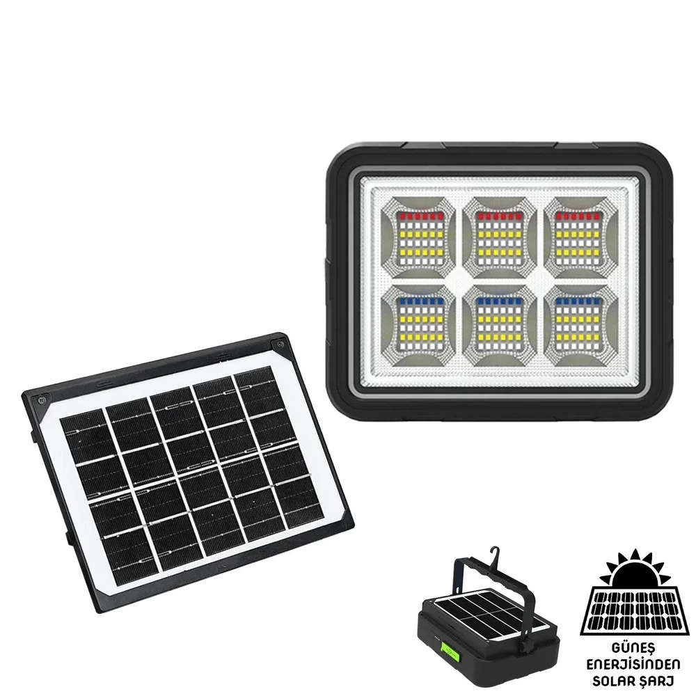 WS-5570 150 Watt Güneş Enerjili Solar Kamp Feneri Projektör