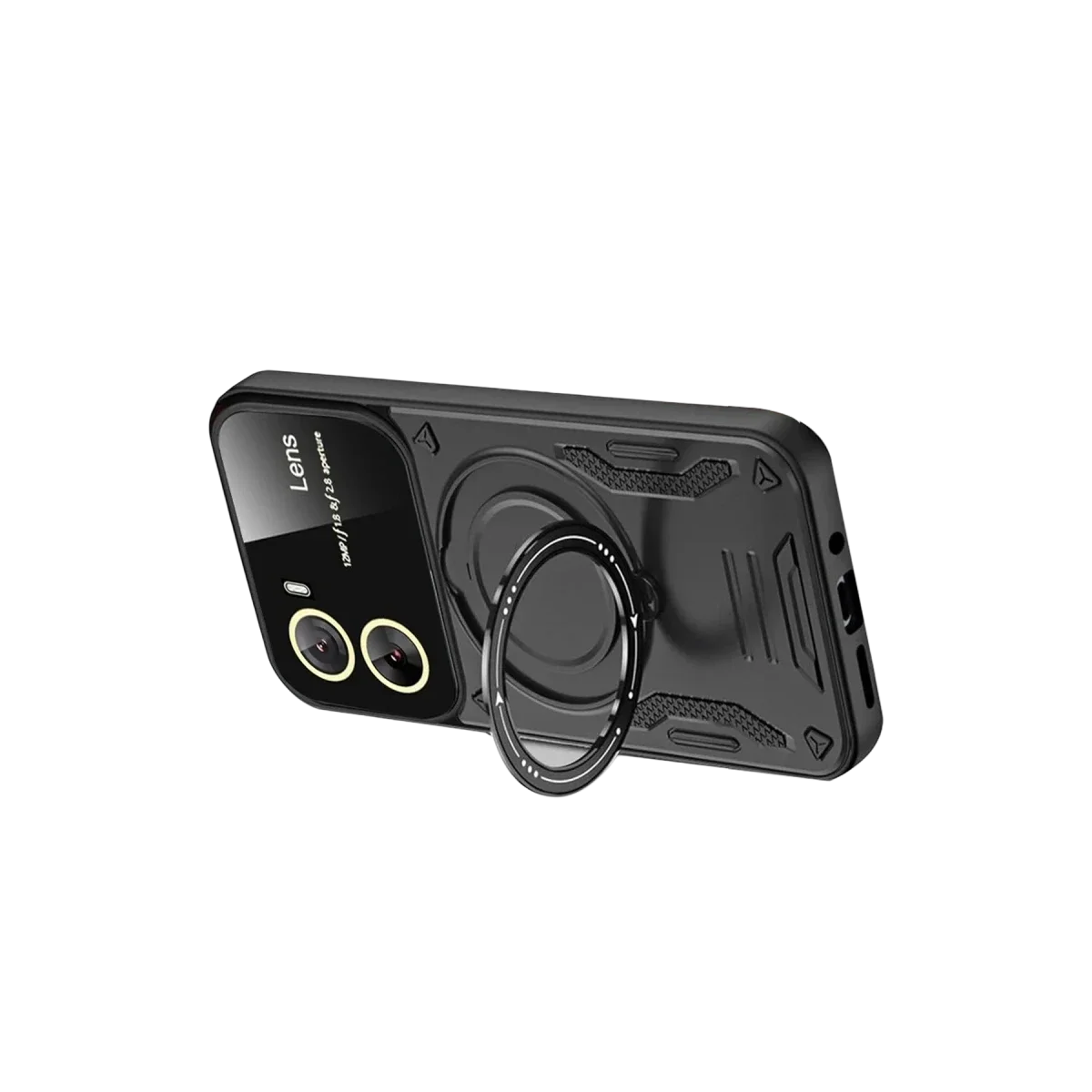 Vivo Y16 Kılıf Joy Lens Standlı Kapak - Siyah görsel 2
