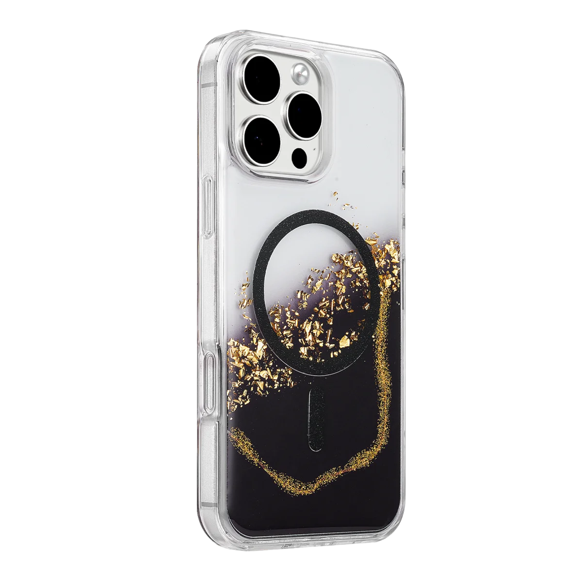 Onegif Apple iPhone 16 Pro Max Lotus Simli Magsafe Kapak - Siyah görsel 2