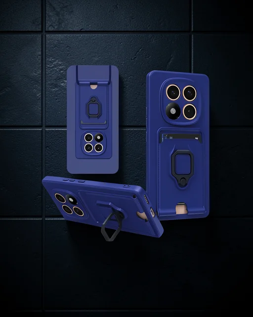 Xiaomi Redmi Note 14 Pro 4g Kılıf Zuma Kartvizitli Yüzüklü Silikon - Lacivert
