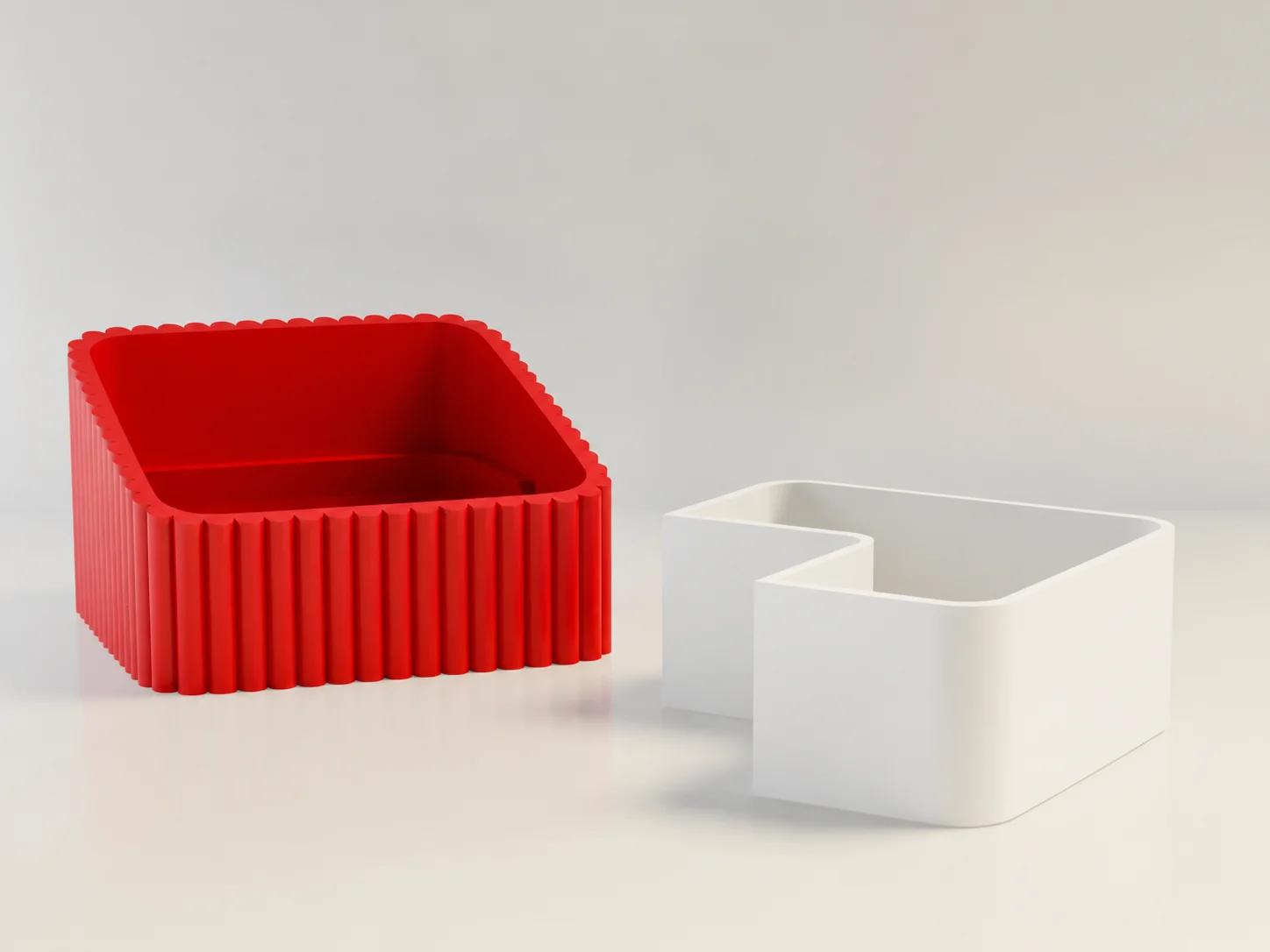 3D Baskı Fıstık Kasesi - Çift Hazneli Kabuk Ayırıcı Sunum Kasesi - Kırmızı Beyaz görsel 2