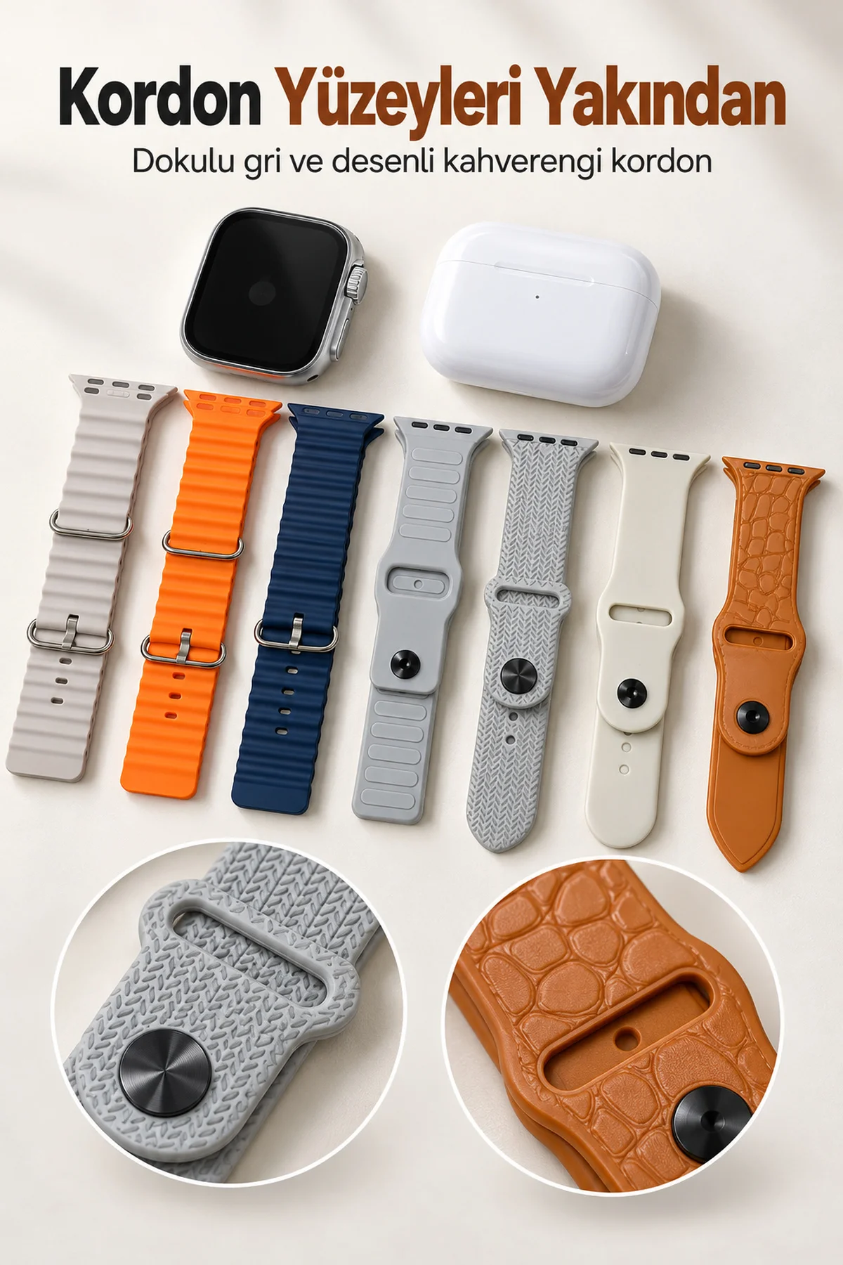 Akıllı Saat Bluetooth Aramalı ve 7 Kordonlu Set görsel 4