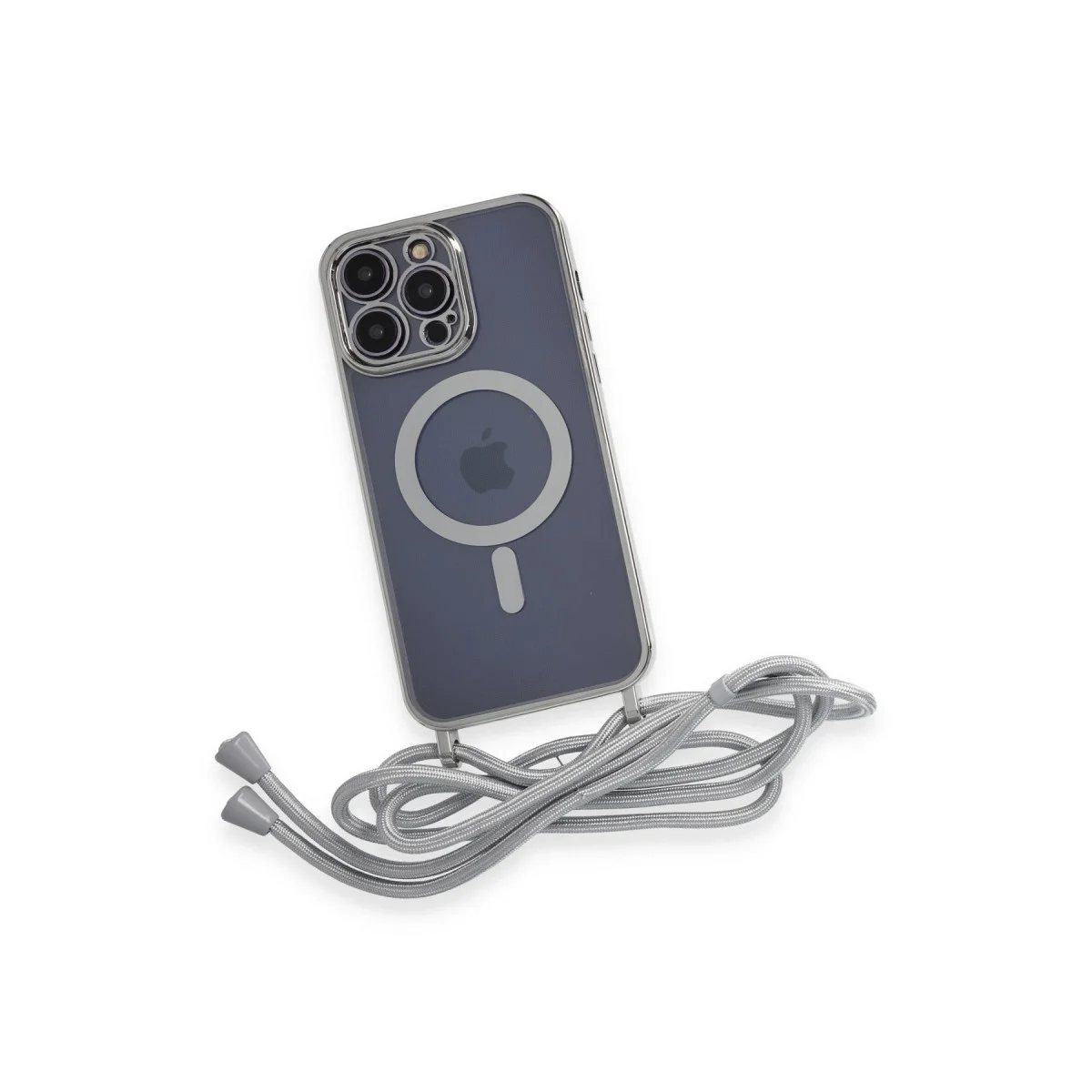 Apple İphone 12 Pro Kılıf Divo Lazer Askılı Magsafe Kapak - Gümüş görsel 4