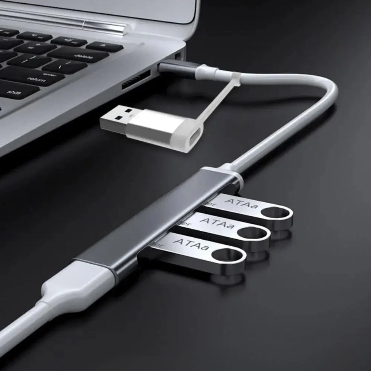 4 Port'lu Bağlantı İstasyonu Ultra İnce USB Bölücü TYPE-C tipi Çoklu Arayüz Adaptörü Multi Usb Çoklayıcı görsel 4