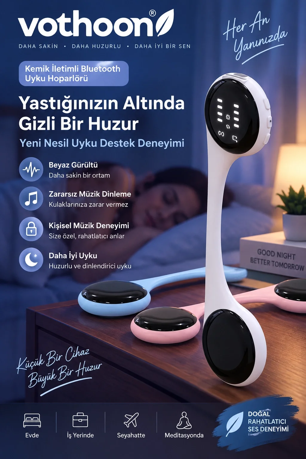 Taşınabilir Rahatlatıcı Uyku ve Doğa Sesleri Cihazı – Yağmur, Dalga, Ninni ve Doğal Sesler Gri görsel 3