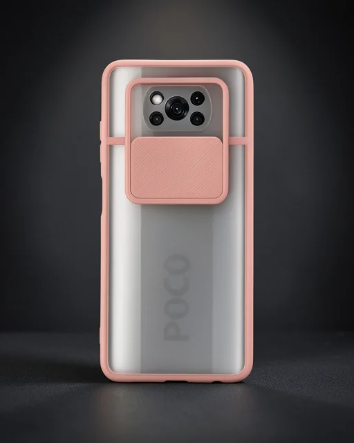 Xiaomi Pocophone X3 Kılıf Palm Buzlu Kamera Sürgülü Silikon - Pembe