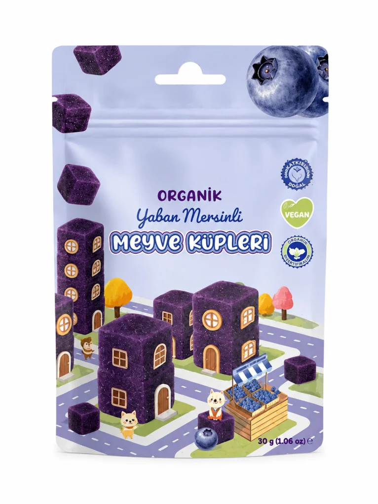 Natural Organik Yaban Mersinli Meyve Küpleri 30gr