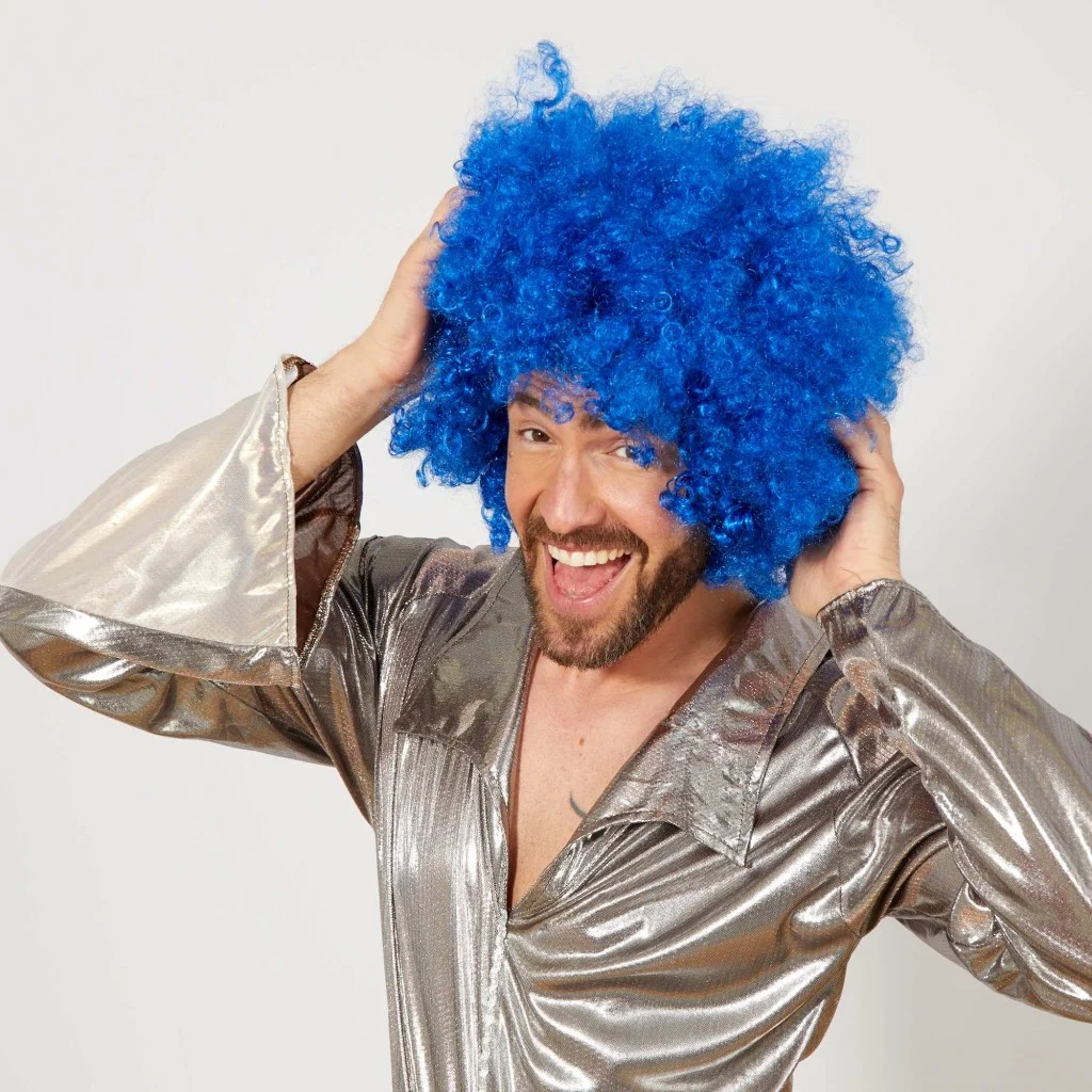 Mavi Renk Kıvırcık Afro Bonus Peruk görsel 2