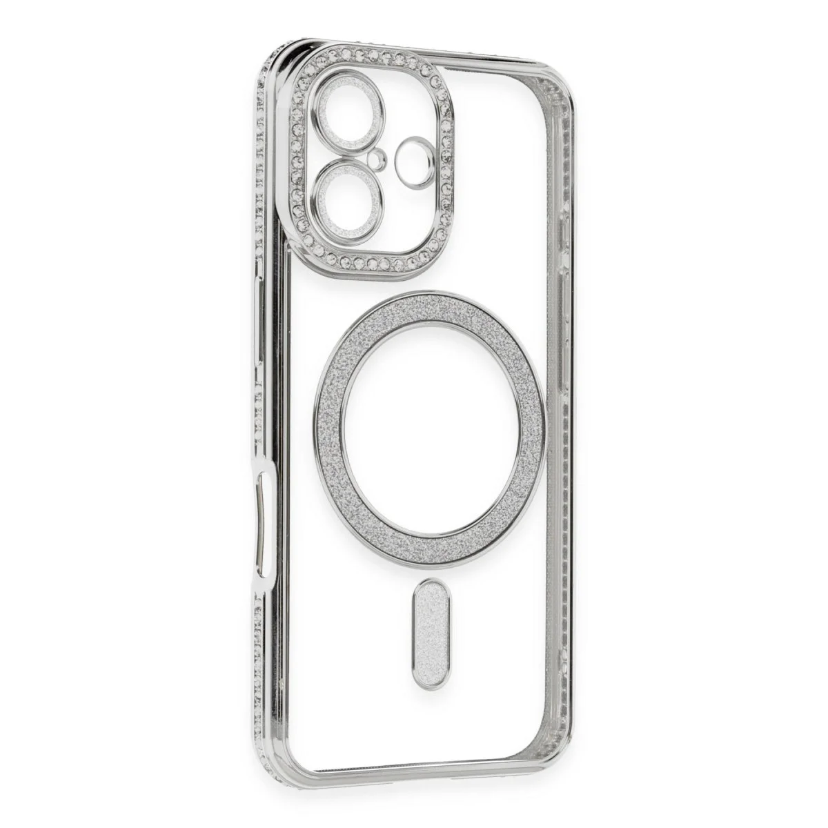 Apple İphone 16 Kılıf Joke Simli Magneticsafe Kılıf - Gümüş görsel 3