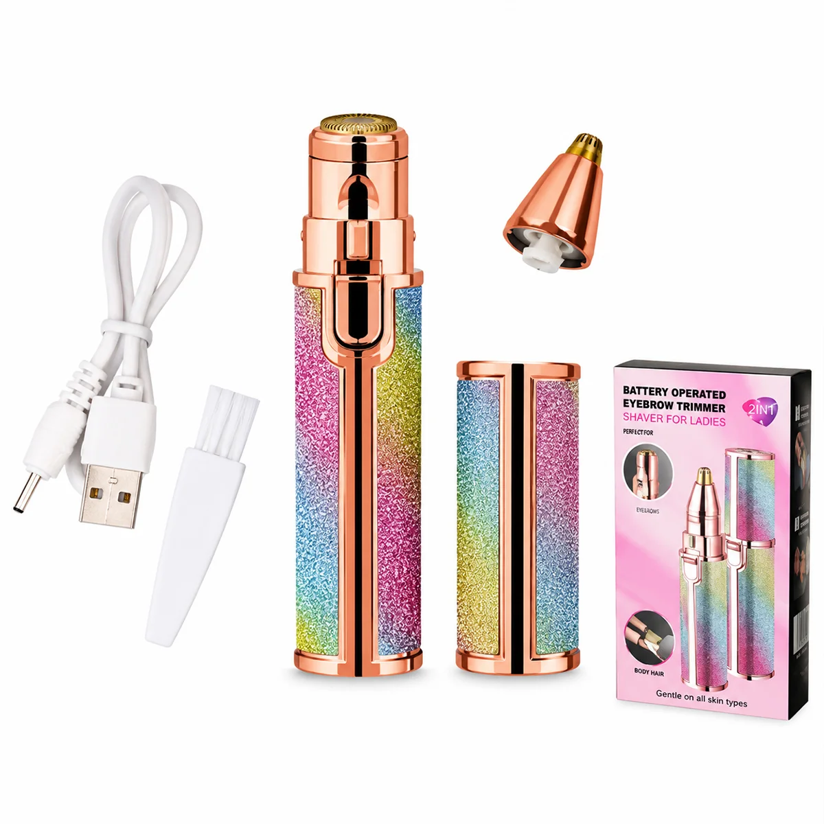 USB Şarjlı 2-in-1 Burun ve Yanak Tüy Alma Makinesi görsel 2