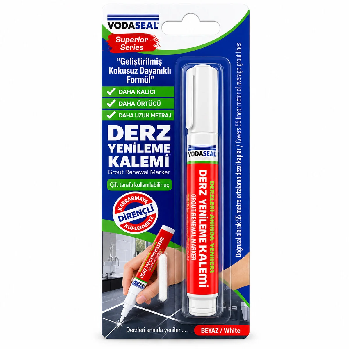 10 Adet Beyaz / Süper Seri Derz Kalemi Su Bazlı - Kokusuz Yedek Uç