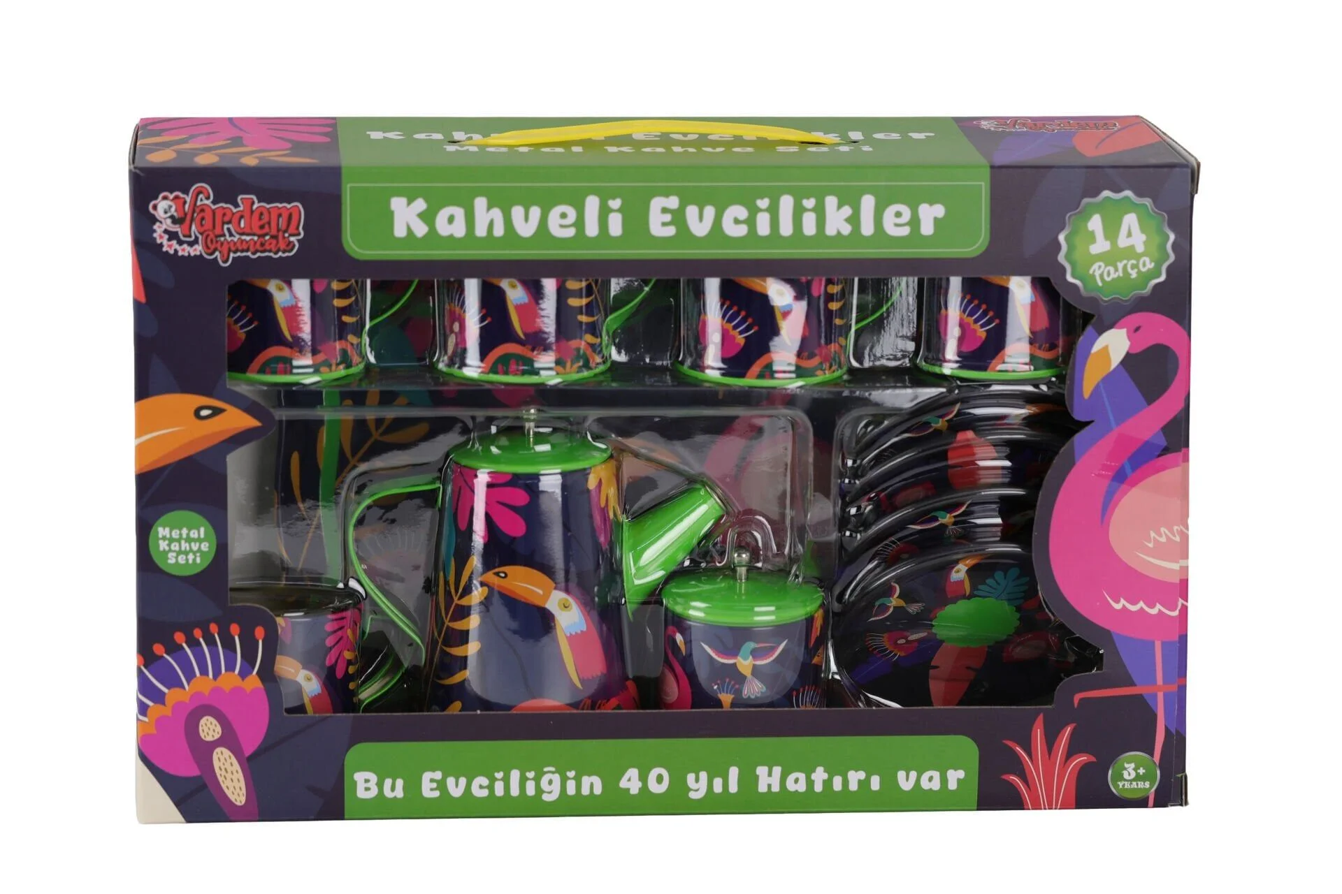 ATF-996-7A-10A 14 Parça Desenli Metal Çay Set görsel 2