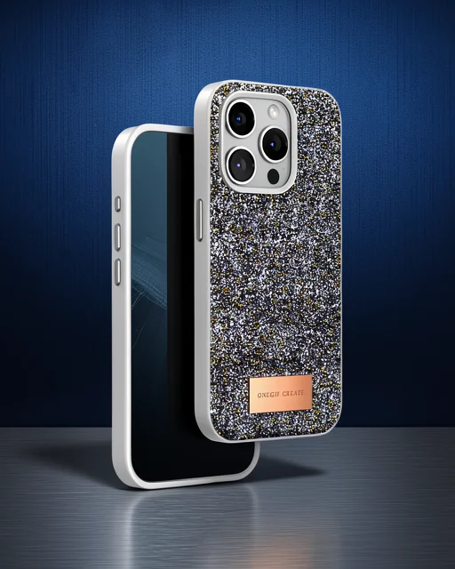 Onegif Apple İphone 14 Pro Max Bright Simli Kapak - Gümüş