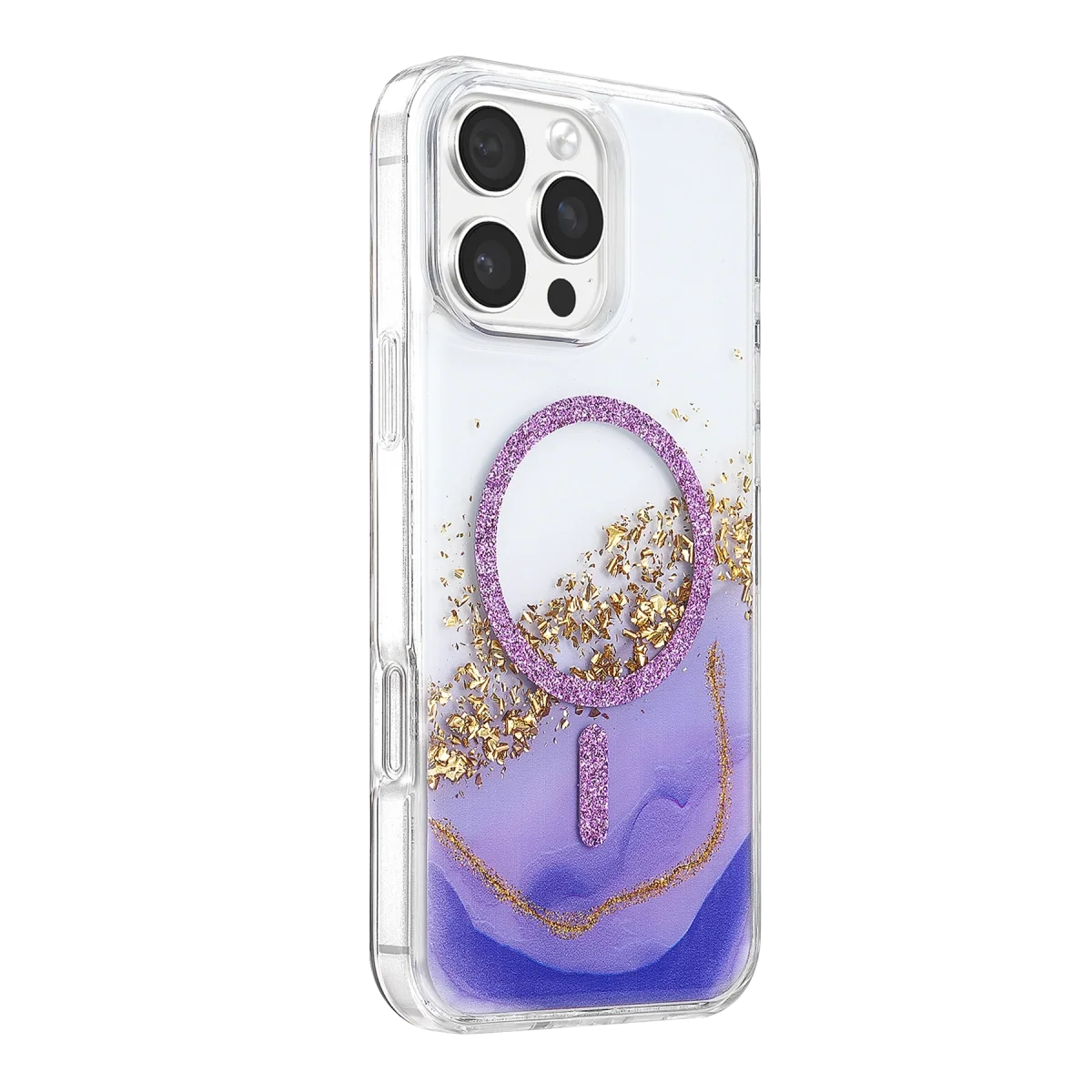Onegif Apple İphone 16 Pro Max Lotus Simli Magsafe Kapak - Mor görsel 2