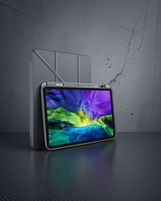 Apple İpad Pro 11 (2018) Kılıf Kalemlikli Mars Tablet Kılıfı - Gri
