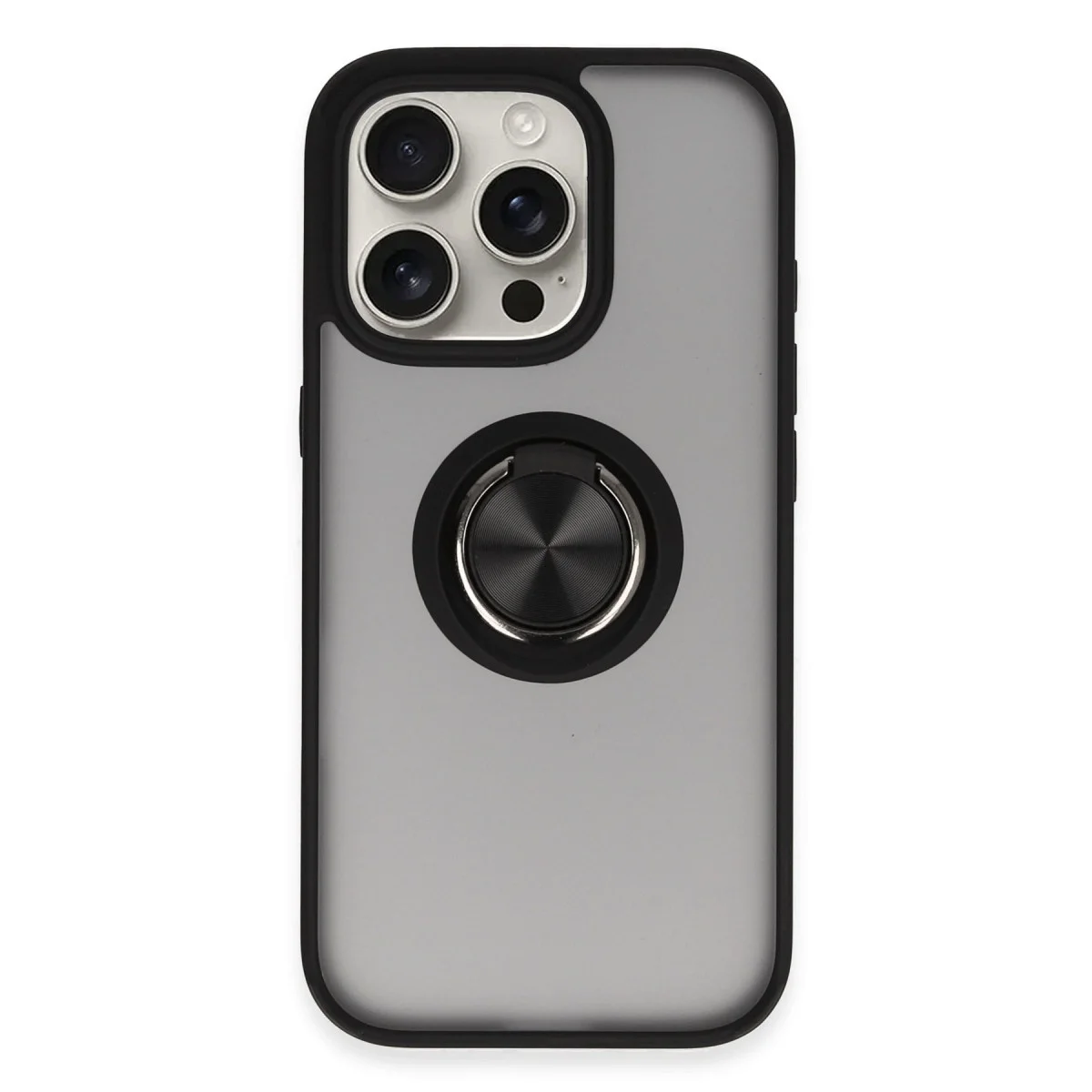 Apple İphone 16 Pro Max Kılıf Montreal Yüzüklü Silikon Kapak - Siyah