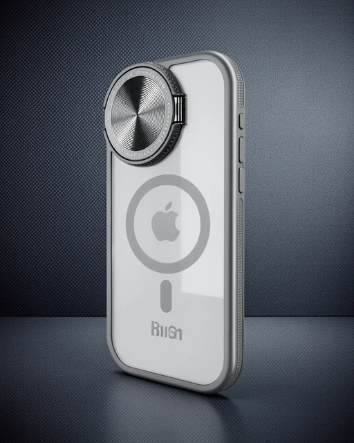 Apple İphone 15 Pro Max Kılıf Teleskop Lens Magsafe Silikon Kapak - Titan Gri