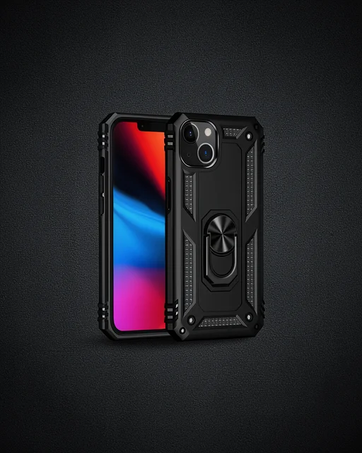 Apple İphone 13 Kılıf Sofya Yüzüklü Silikon Kapak - Siyah