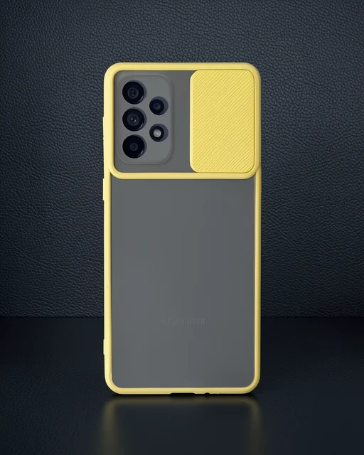 Samsung Galaxy A33 5g Kılıf Palm Buzlu Kamera Sürgülü Silikon - Sarı