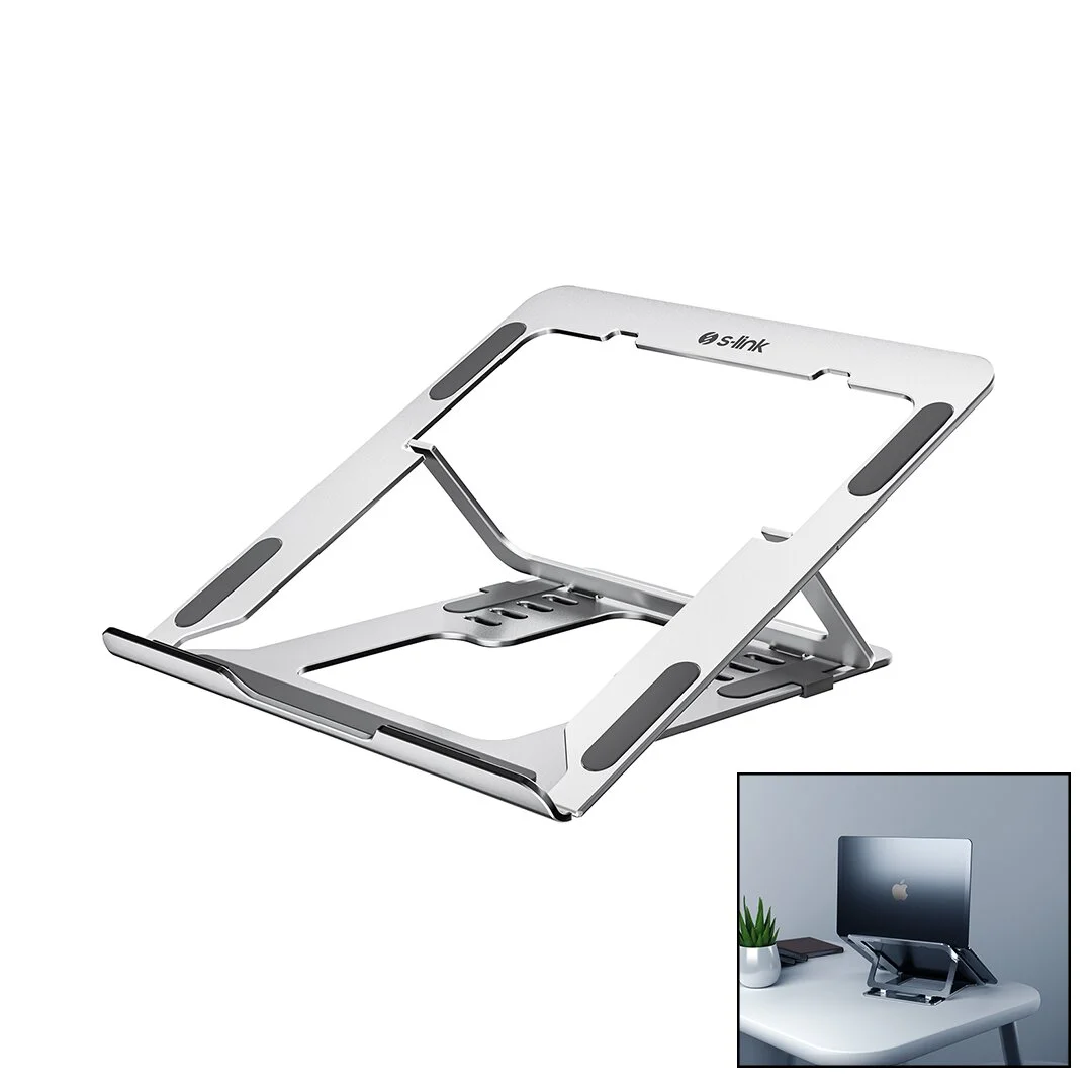 Gümüş 6 Açılı Katlanabilir Laptop Stand Alüminyum