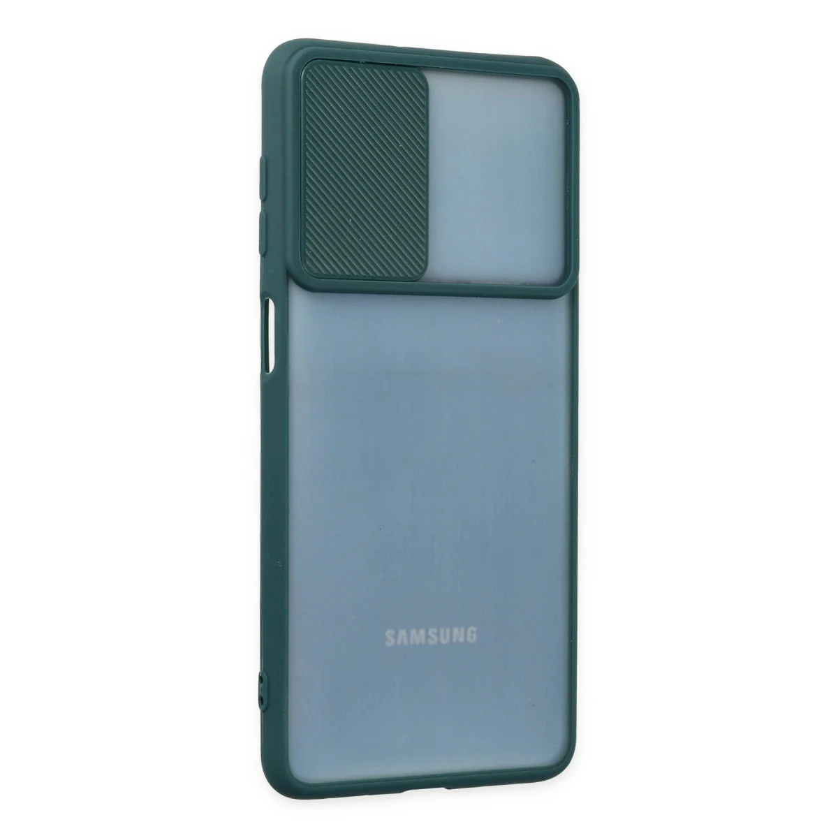 Samsung Galaxy M52 5g Kılıf Palm Buzlu Kamera Sürgülü Silikon - Yeşil görsel 2