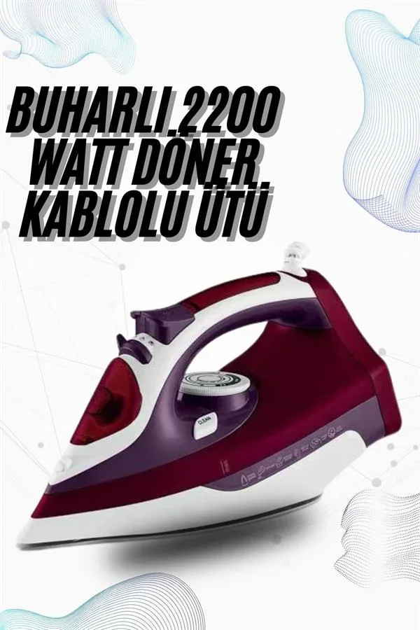 Buharlı Kablolu Ütü 2200 Watt Kireçlenme Önleyici Şok Buharlı Yeni Nesil görsel 2