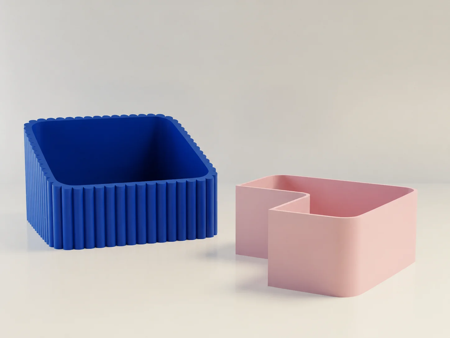 3D Baskı Fıstık Kasesi - Çift Hazneli Kabuk Ayırıcı Sunum Kasesi - Mavi Pembe görsel 2