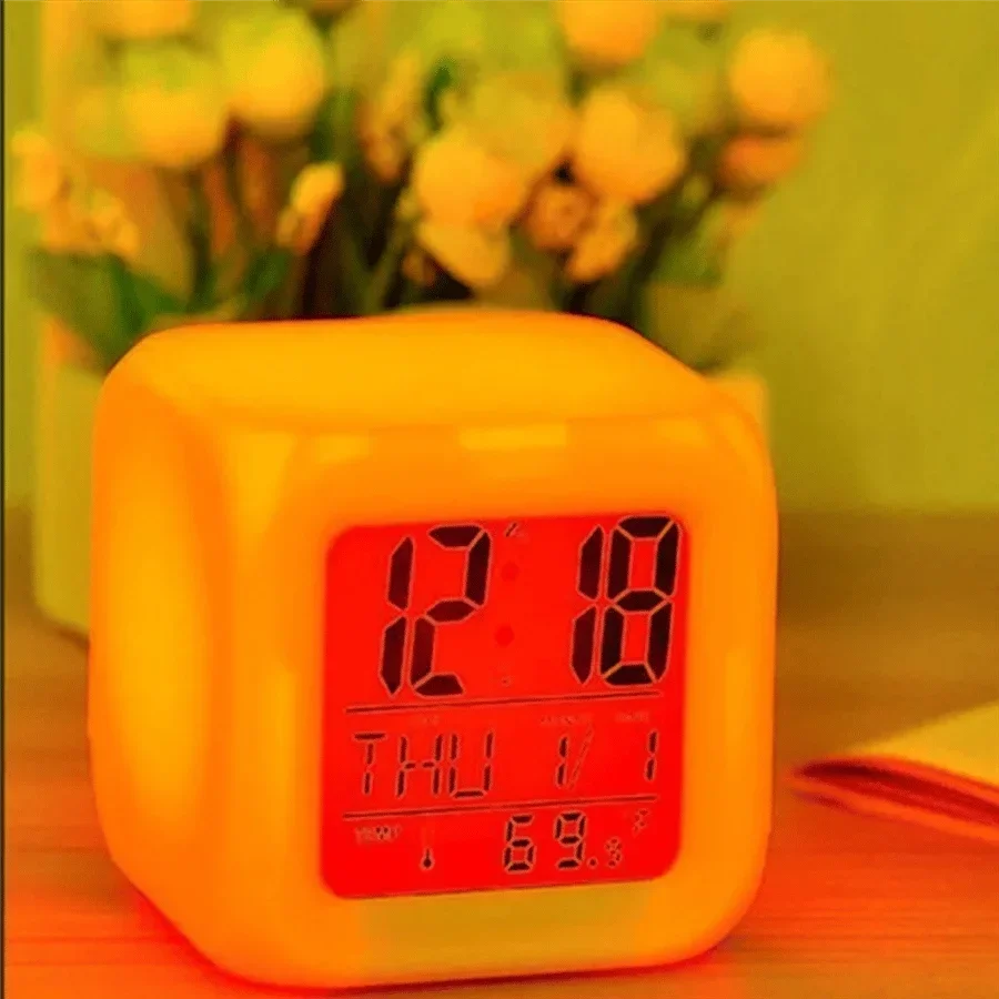 Led Dijital Renkli Masa Saati Alarm Termometre Tarih Masaüstü Saat görsel 2