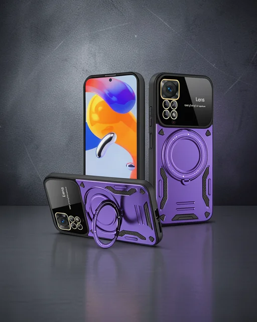 Xiaomi Redmi Note 12 Pro 4g Kılıf Joy Lens Standlı Kapak - Mor