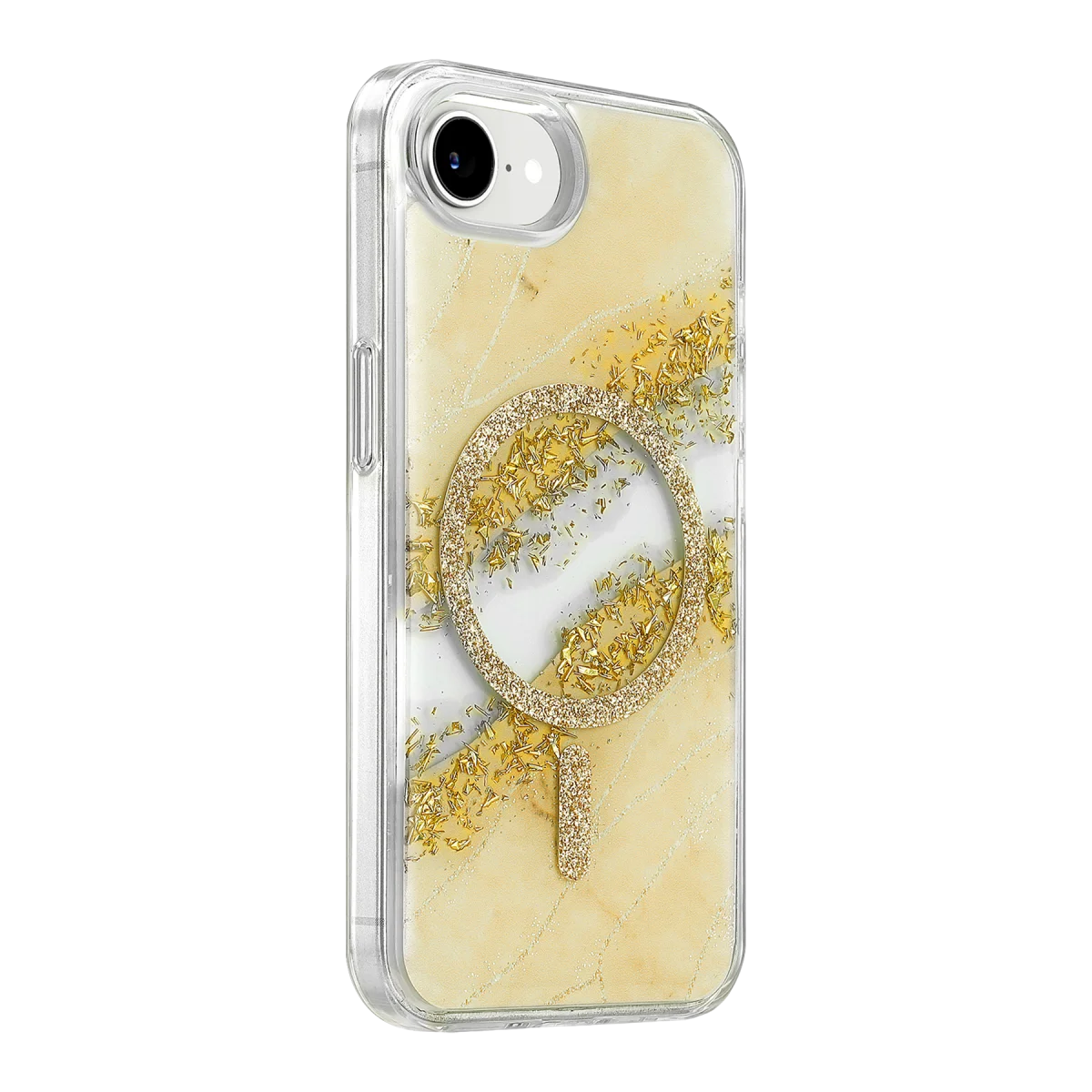 Onegif Apple iPhone 17E Lotus Simli Magsafe Kapak - Gümüş görsel 2