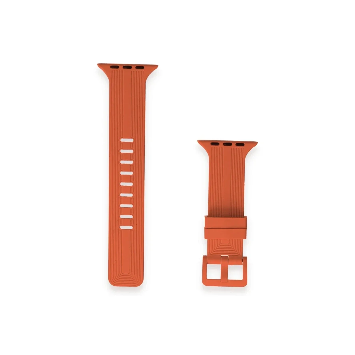 Apple Watch 42mm KR408 Çizgili Silikon Kordon - Turuncu görsel 2