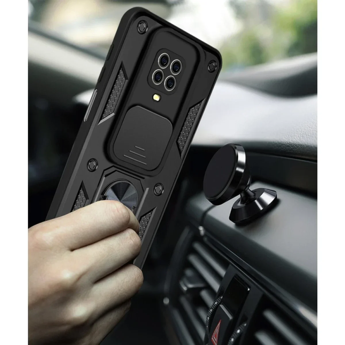 Xiaomi Redmi Note 9 Pro Kılıf Pars Lens Yüzüklü Silikon - Yeşil görsel 3