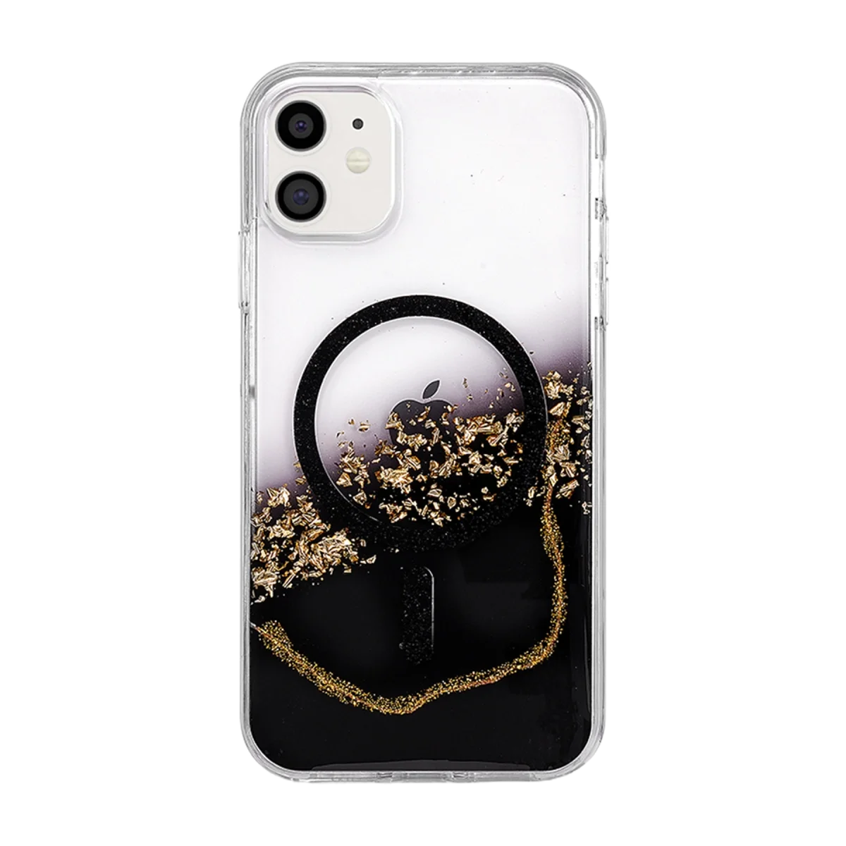 Onegif Apple İphone 11 Lotus Simli Magsafe Kapak - Siyah görsel 3