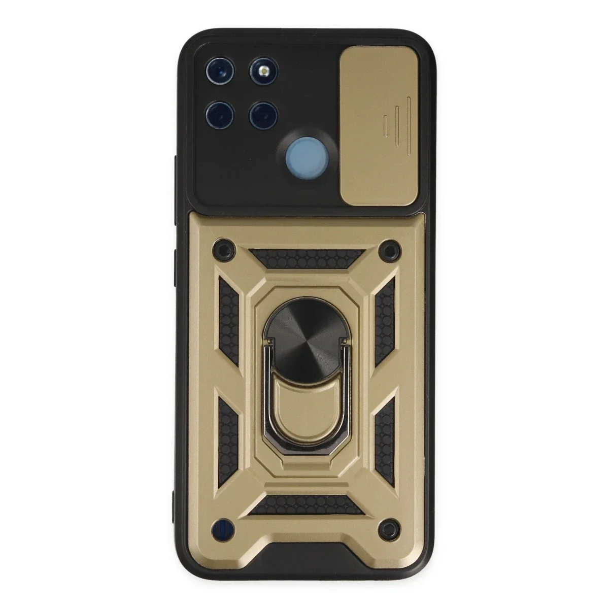 Realme C25Y Kılıf Pars Lens Yüzüklü Silikon - Gold