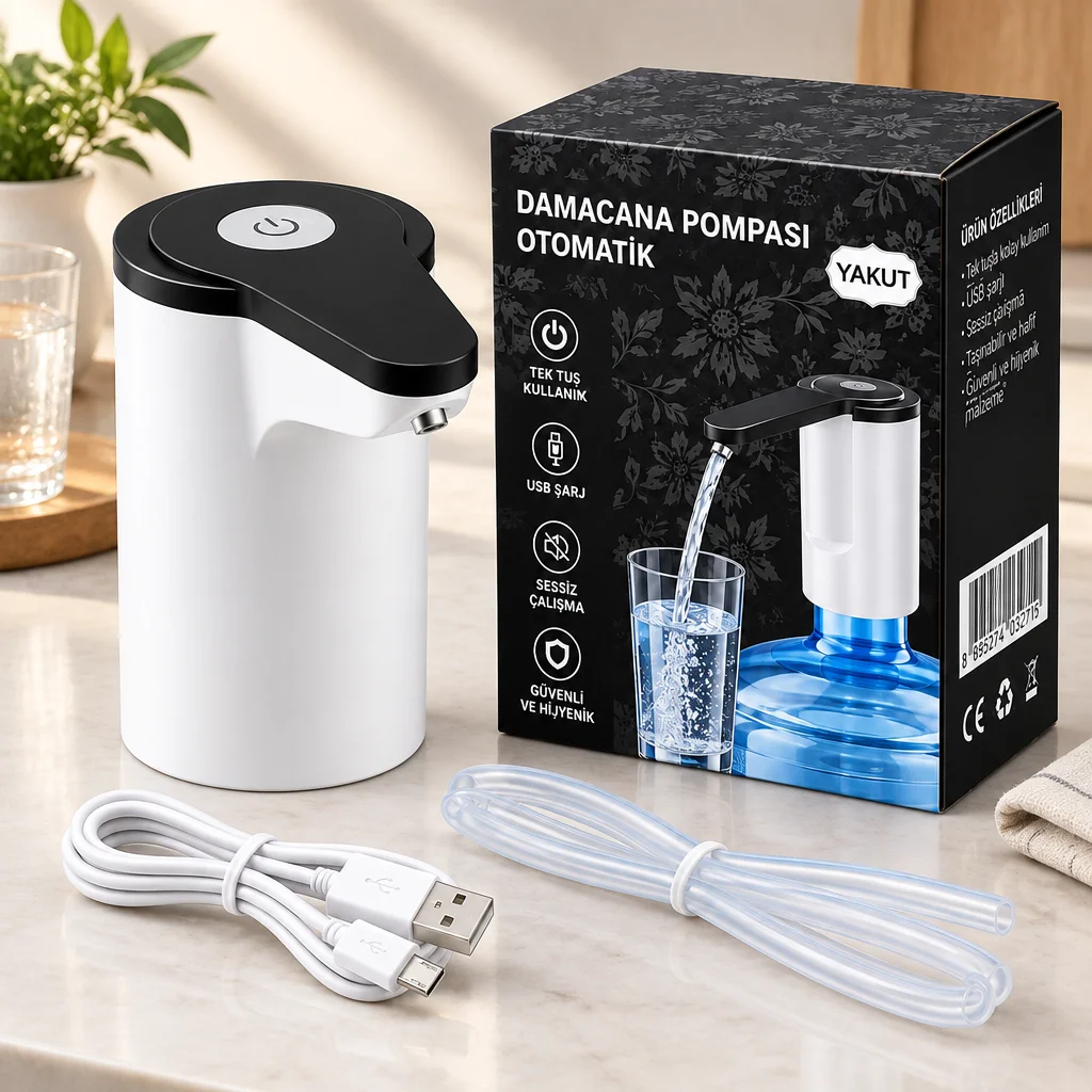 USB Şarjlı Otomatik Damacana Su Pompası