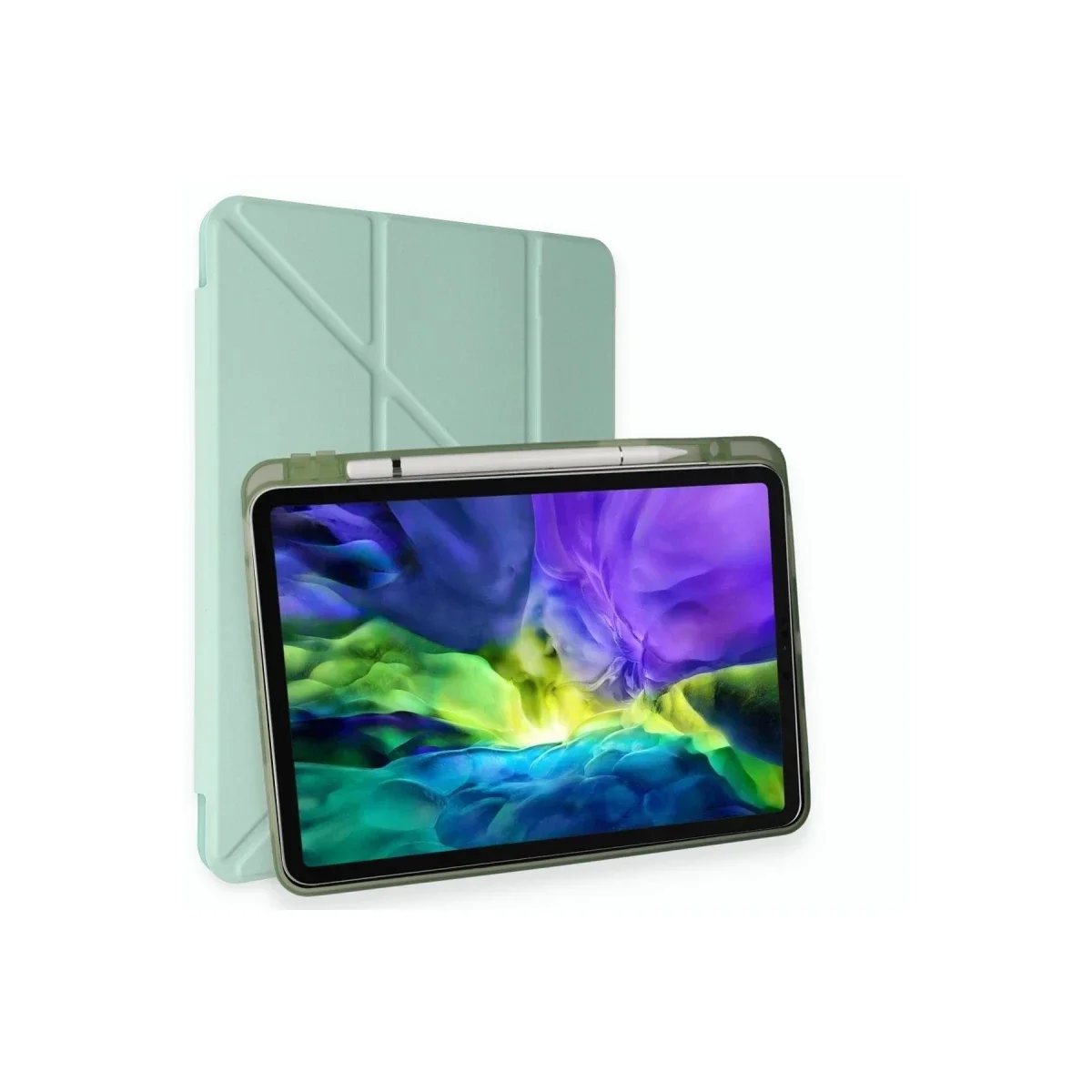 Apple iPad Pro 12.9 (2021) Kılıf Kalemlikli Mars Tablet Kılıfı - Açık Yeşil görsel 3