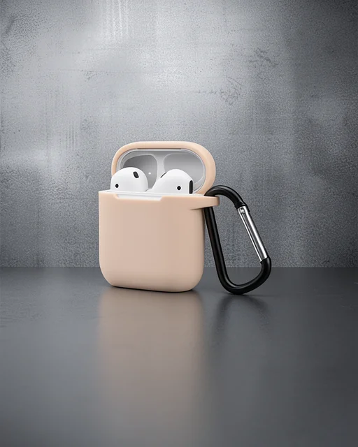 Apple Airpods 2 (2.nesil) Sert Silikon Kılıf - Bej