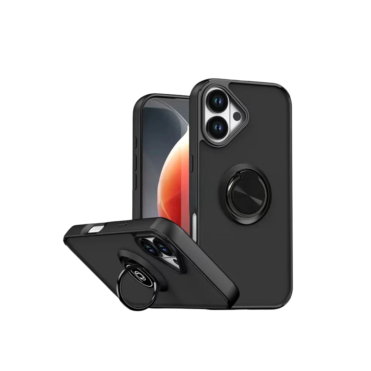 Apple iPhone 17 Montreal Yüzüklü Silikon Kapak - Siyah