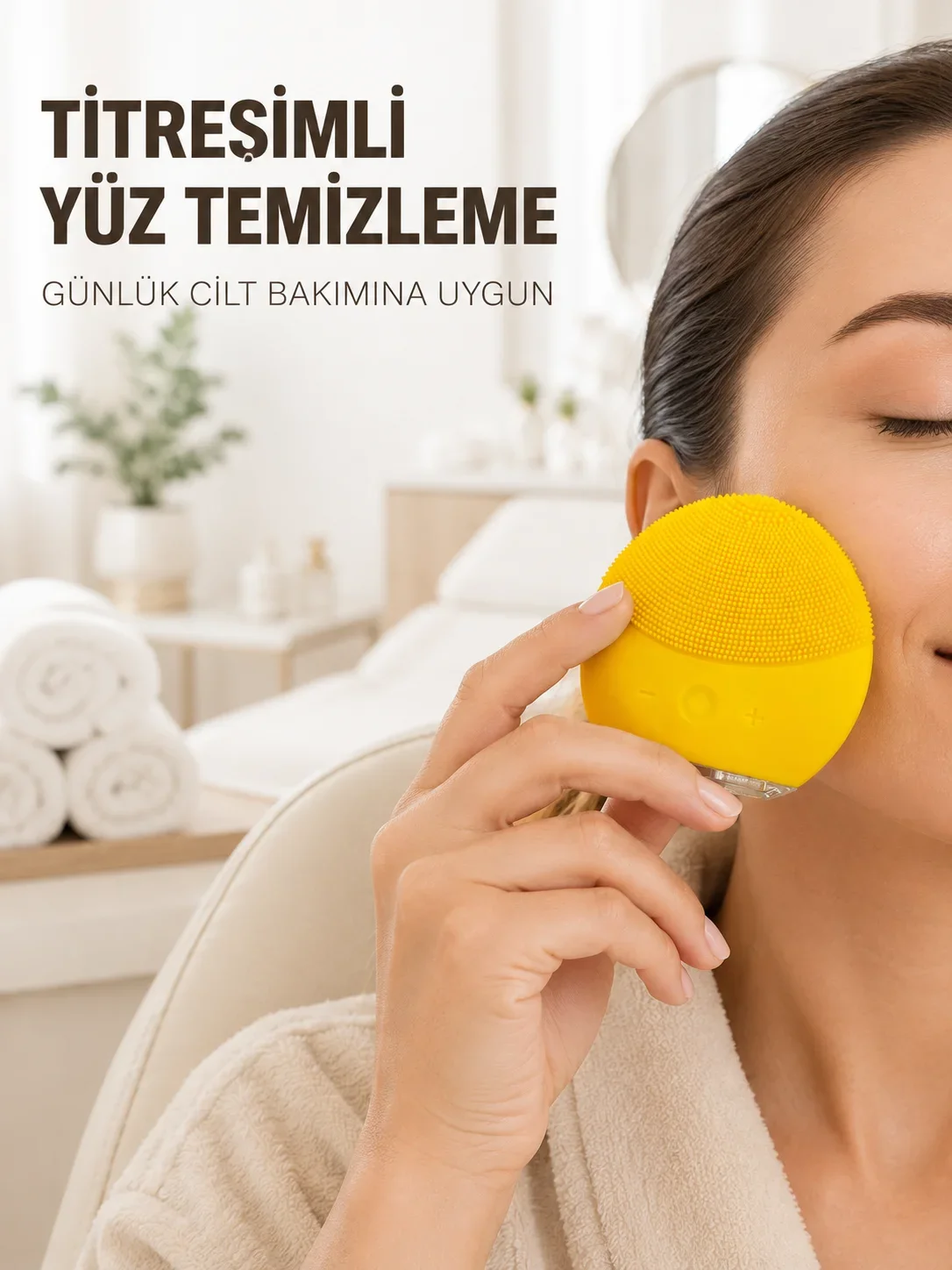 Su Geçirmez Titreşimli Yüz Tezleme Cihazı Yumuşak Silikon Cilt Bakım Fırçası