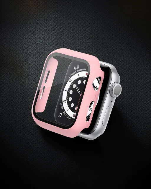 Apple Watch 41mm Camlı Kasa Ekran Koruyucu - Rose Gold
