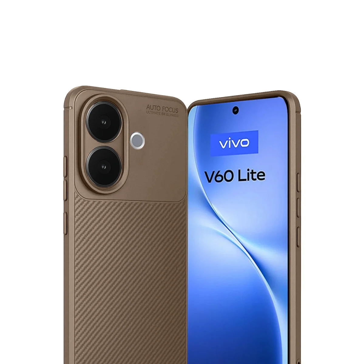 Vivo V60 Lite Auto Focus Karbon Kapak - Kahverengi görsel 2