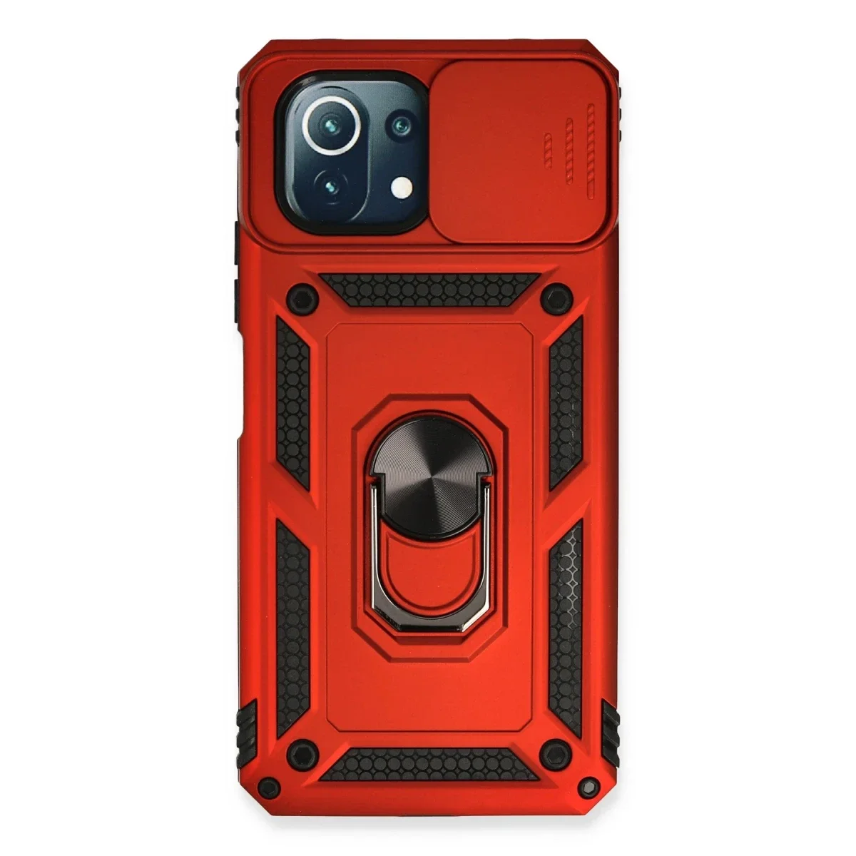 Xiaomi Mİ 11 Lite Kılıf Pars Lens Yüzüklü Silikon - Kırmızı