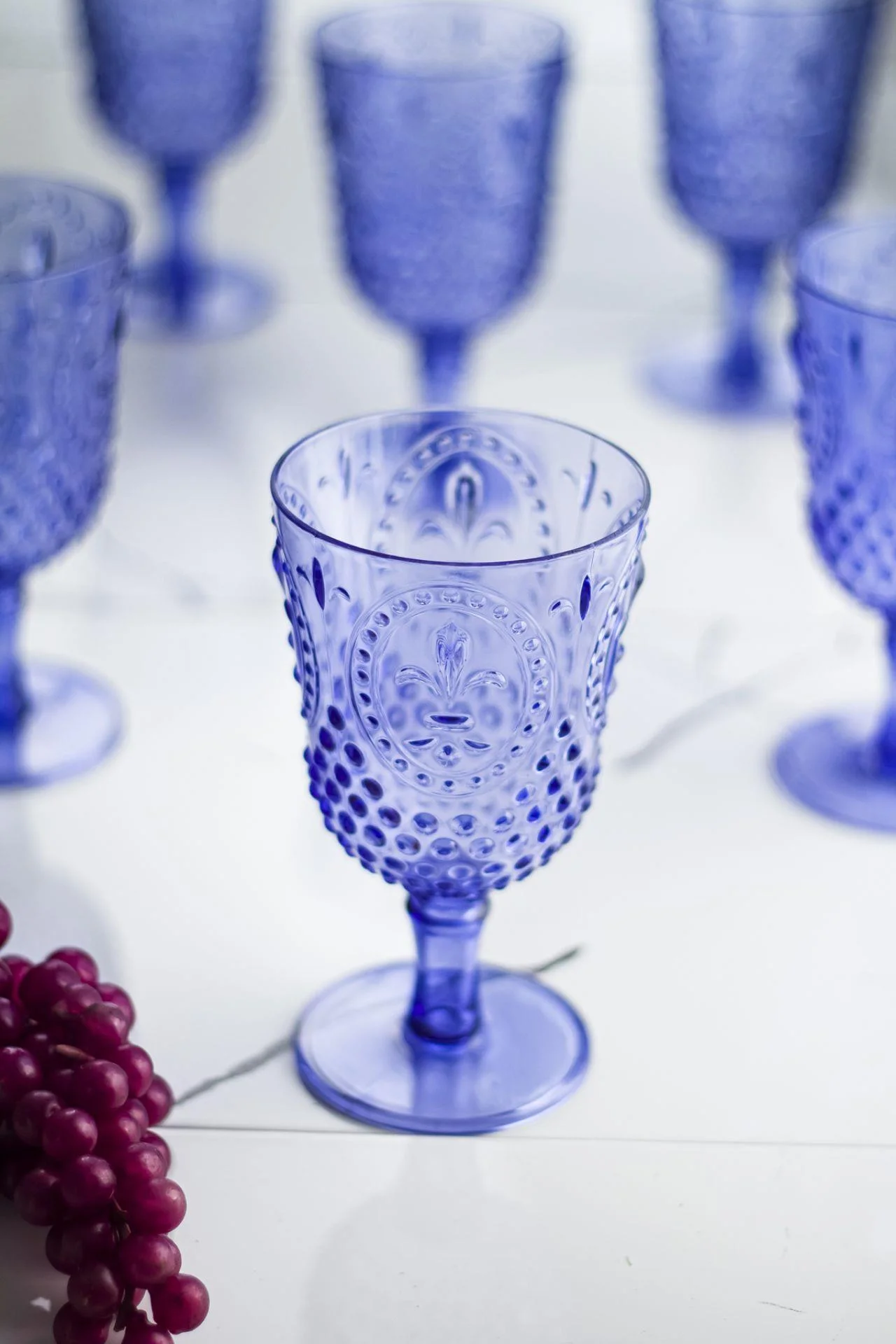 Akrilik Mavi 6'lı Kadeh & Su Meşrubat Kahve Yanı Bardağı 450 ml ( Cam Değildir ) görsel 2